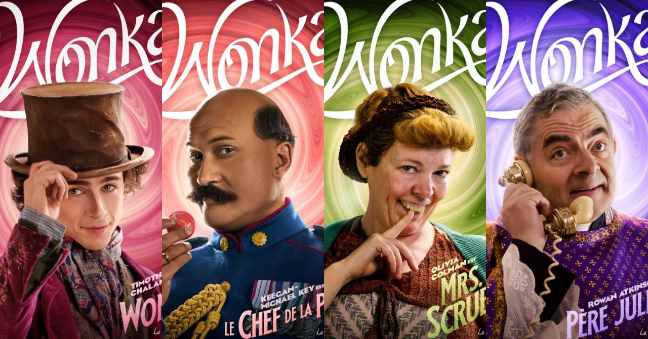 Les affiches personnages de Wonka, avec Timothée Chalamet, Olivia