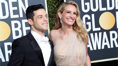 Les plus belles photos des Golden Globes 2019 : Rami Malek (meilleur acteur pour Bohemian Rhapsody) et Julia Roberts