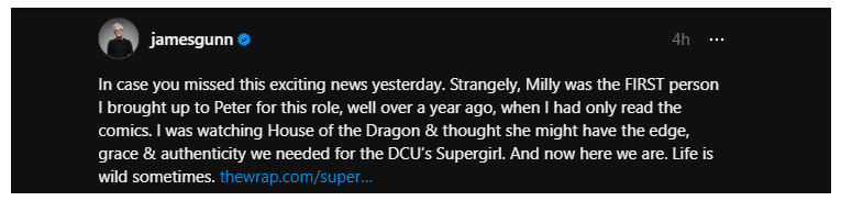 James Gunn sur Supergirl