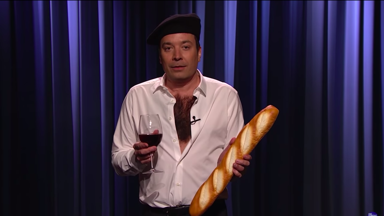 Jimmy Fallon parodies Emmanuel Macron and his hairy chest in a sketch 