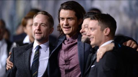 Billy Boyd, Orlando Bloom, Andy Serkis and Elijah Wood reunite at The Hobbit 3: The Battle of the Five Armies premiere (December 2014)