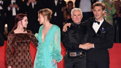 Cannes 2022, Jour 9 : Priscilla Presley et son interprète Olivia DeLonge, le réalisateur Baz Luhrmann et l'interprète d'Elvis, Austin Butler