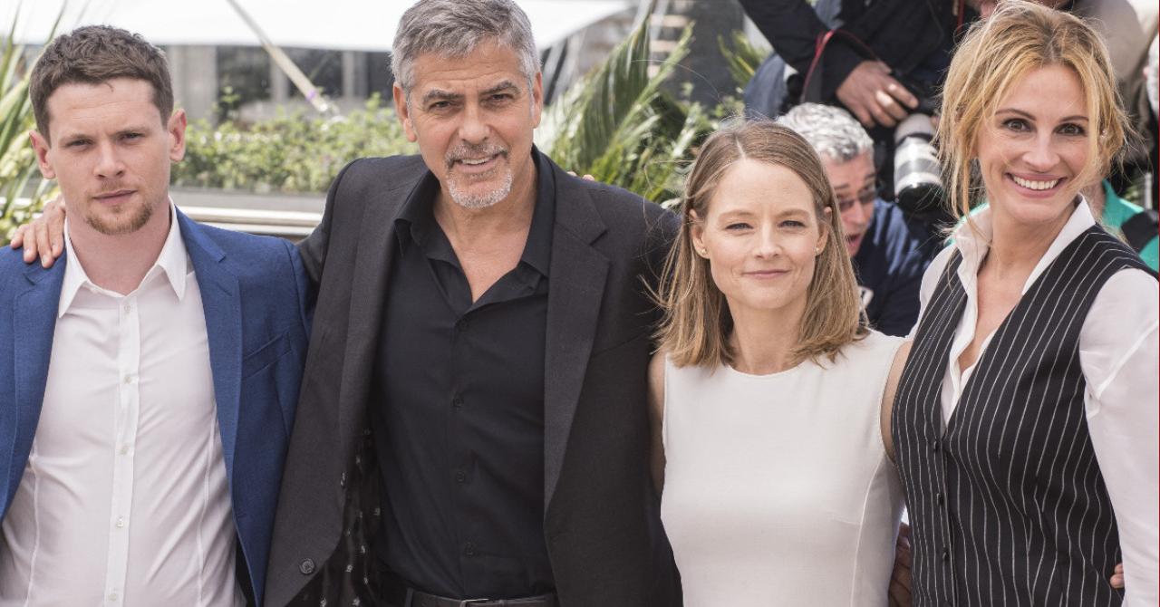 Jack O'Connell, George Clooney, Julia Roberts et Jodie Foster à Cannes pour Money Monster (2016)