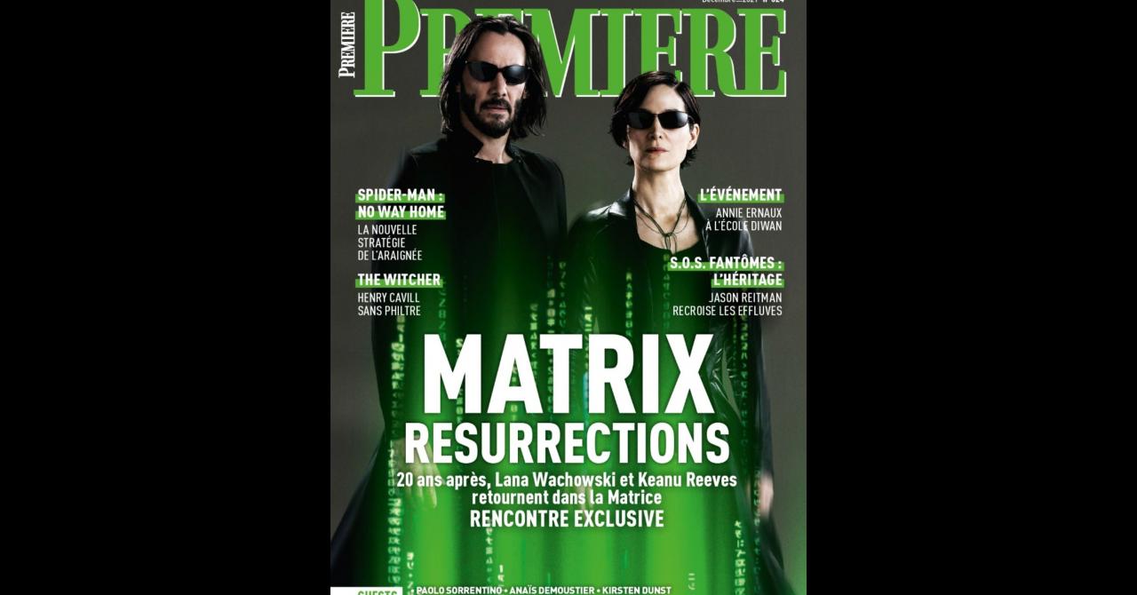 Premiere # 524: Keanu Reeves and Carrie-Anne Moss are on the cover for Matrix Resurrections