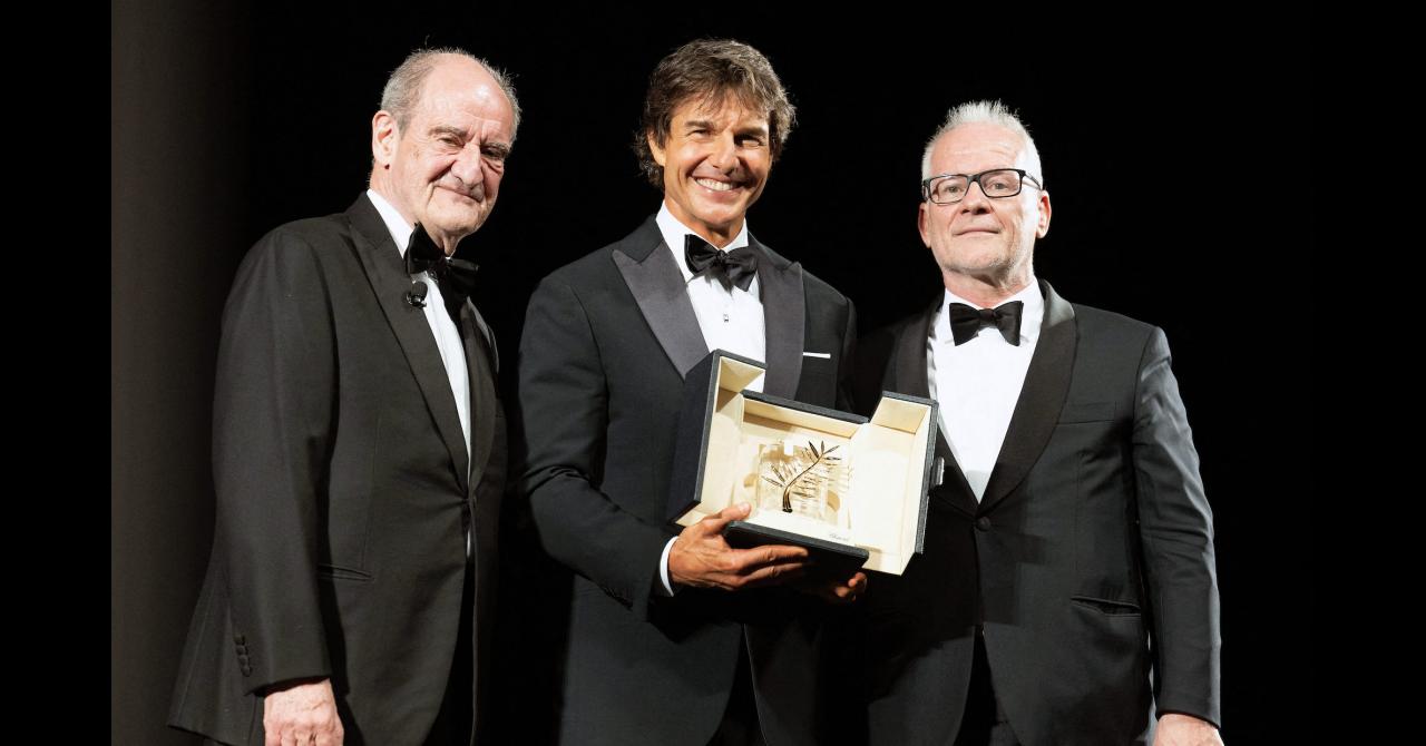 Pierre Lescure, Tom Cruise and Thierry Frémaux at Cannes 2022