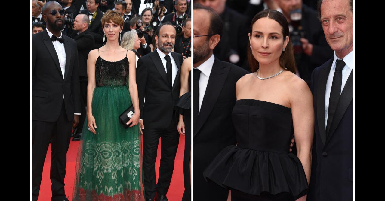 Ladj Ly, Rebecca Hall, Asghar Farhadi, Noomi Rapace and Vincent Lindon at the climb of the steps of the 75th anniversary of the Cannes Film Festival