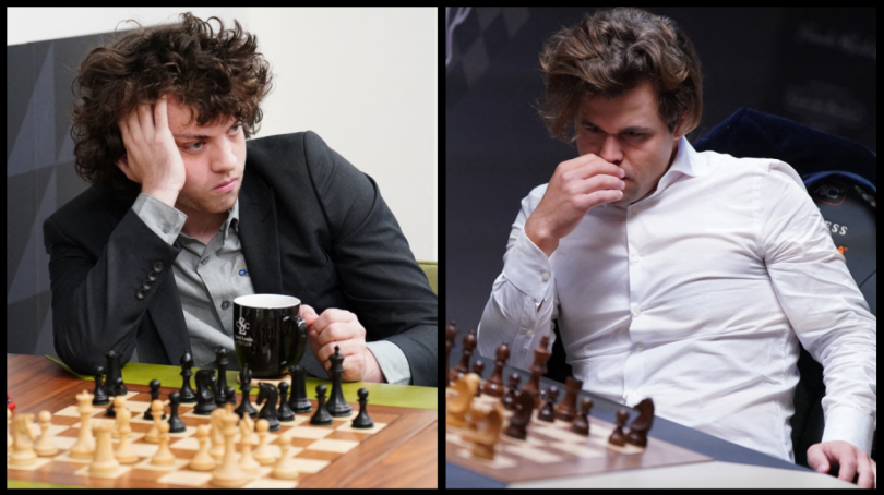 Les joueurs d'échecs Hans Niemann et Magnus Carlsen
